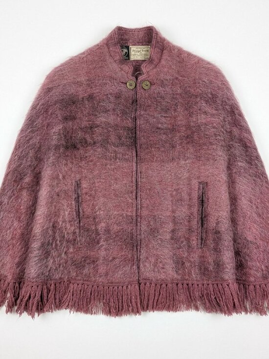 Vintage Jackets & Blazers - Cool Pink Mohair Wool Cape Poncho - Size Small